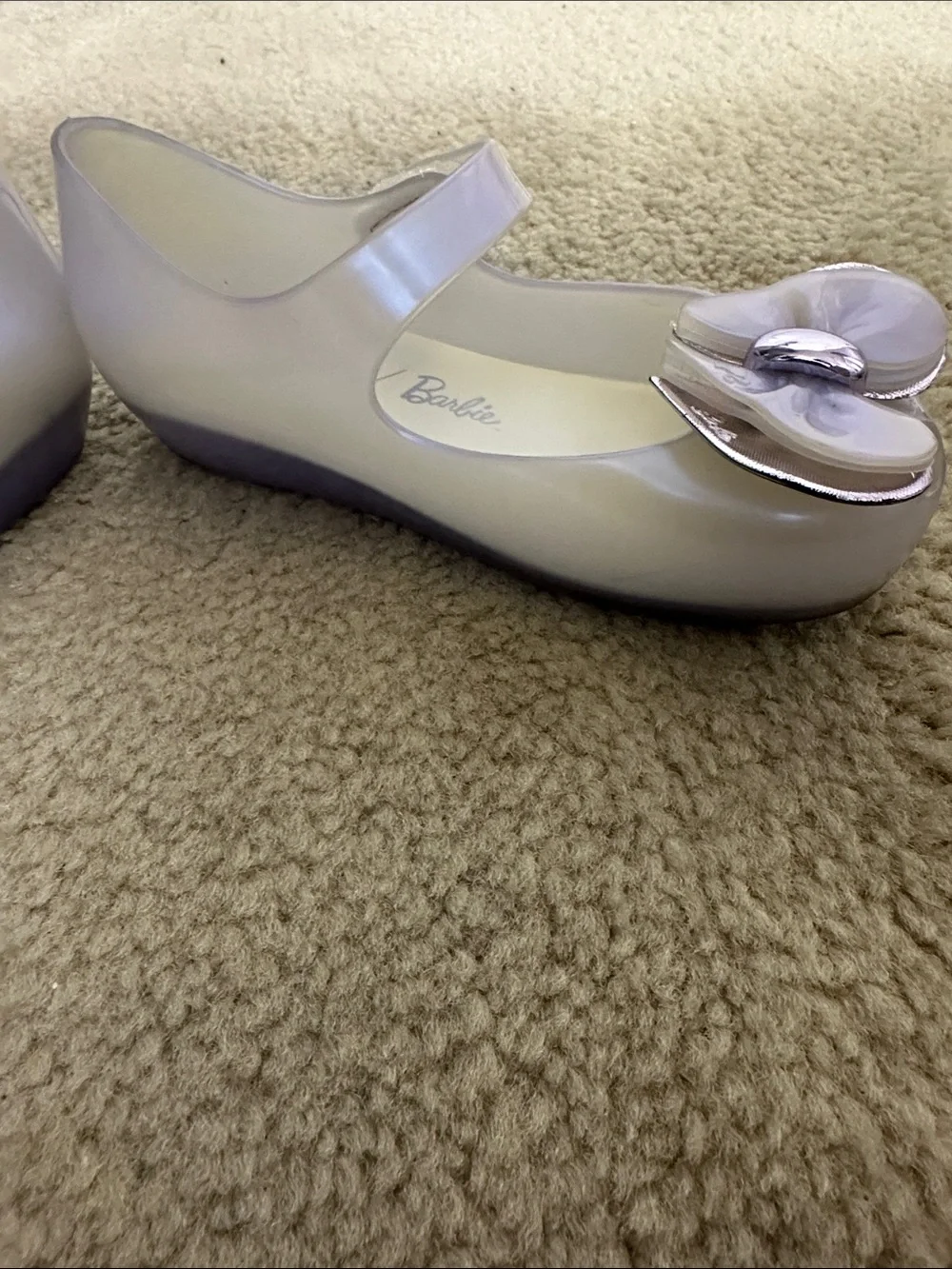 Barbie Lilac Mary Jane Jelly Shoes with Iridescent Flower